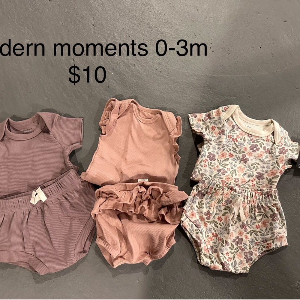 Modern Moments Baby Bodysuit Set - Mauve and Floral